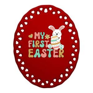 My First Easter Happy Easter Bunny Ceramic Oval Ornament