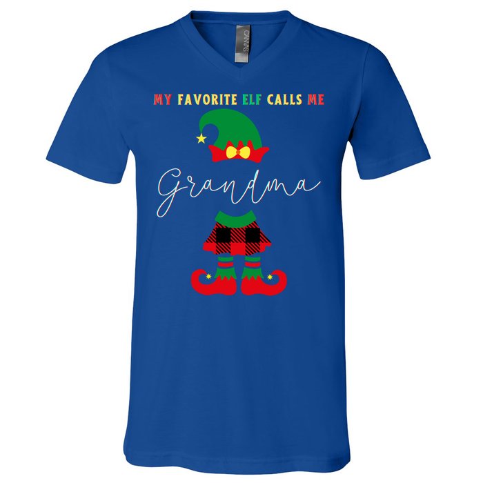 My Favorite Elves Call Me Grandma Elf Ugly Christmas Cute Gift V-Neck T-Shirt