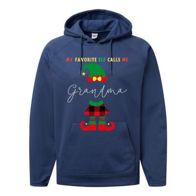 My Favorite Elves Call Me Grandma Elf Ugly Christmas Cute Gift Performance Fleece Hoodie