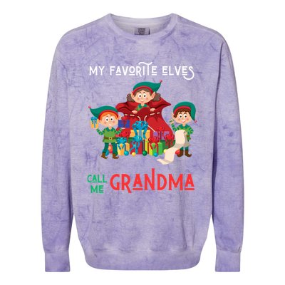 My Favorite Elves Call Me Grandma Elf Ugly Christmas Gift Colorblast Crewneck Sweatshirt