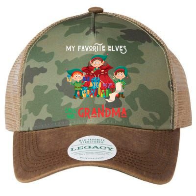 My Favorite Elves Call Me Grandma Elf Ugly Christmas Gift Legacy Tie Dye Trucker Hat