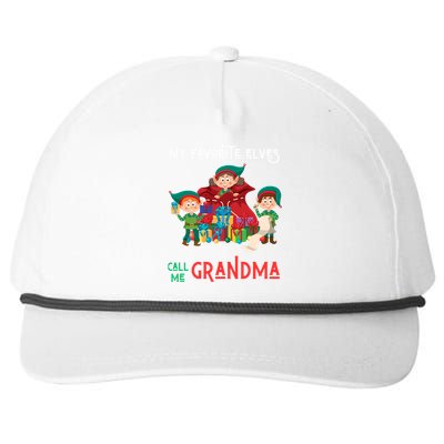 My Favorite Elves Call Me Grandma Elf Ugly Christmas Gift Snapback Five-Panel Rope Hat