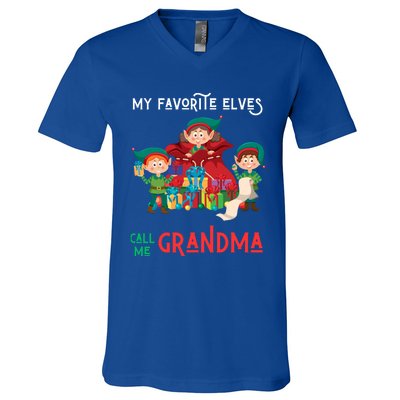 My Favorite Elves Call Me Grandma Elf Ugly Christmas Gift V-Neck T-Shirt