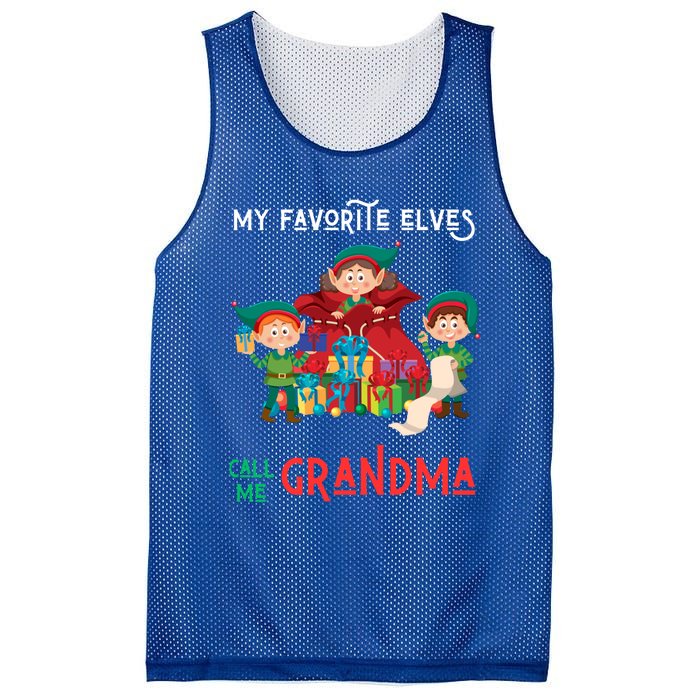 My Favorite Elves Call Me Grandma Elf Ugly Christmas Gift Mesh Reversible Basketball Jersey Tank