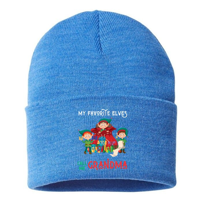 My Favorite Elves Call Me Grandma Elf Ugly Christmas Gift Sustainable Knit Beanie