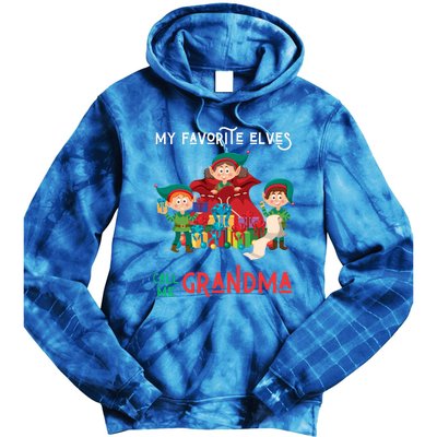 My Favorite Elves Call Me Grandma Elf Ugly Christmas Gift Tie Dye Hoodie