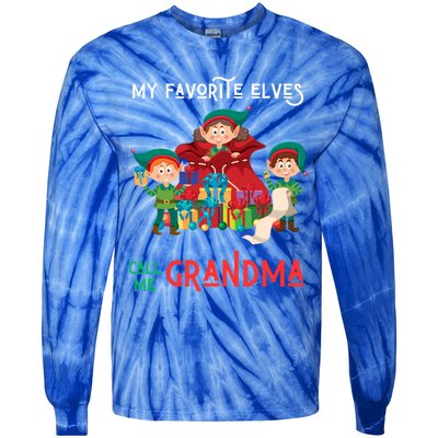 My Favorite Elves Call Me Grandma Elf Ugly Christmas Gift Tie-Dye Long Sleeve Shirt