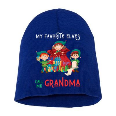 My Favorite Elves Call Me Grandma Elf Ugly Christmas Gift Short Acrylic Beanie