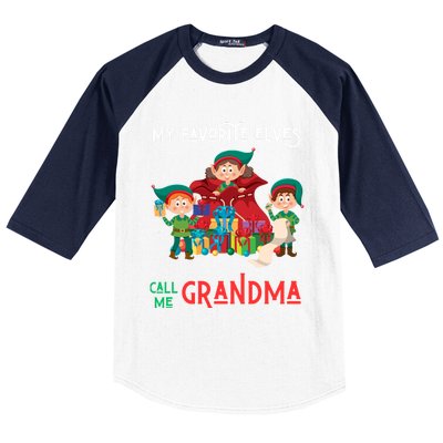 My Favorite Elves Call Me Grandma Elf Ugly Christmas Gift Baseball Sleeve Shirt