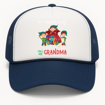 My Favorite Elves Call Me Grandma Elf Ugly Christmas Gift Trucker Hat