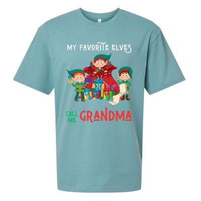 My Favorite Elves Call Me Grandma Elf Ugly Christmas Gift Sueded Cloud Jersey T-Shirt