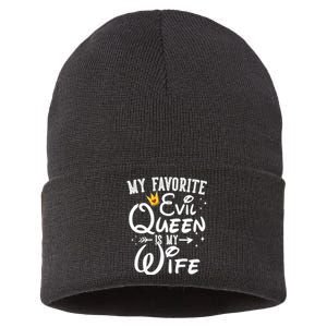 My Favorite Evil Queen Is My Wife Halloween Gifts Husband Sustainable Knit Beanie