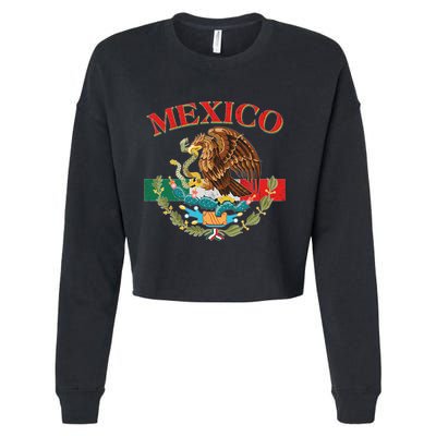 Mexico Flag Eagle Mexican Independence Day Cropped Pullover Crew