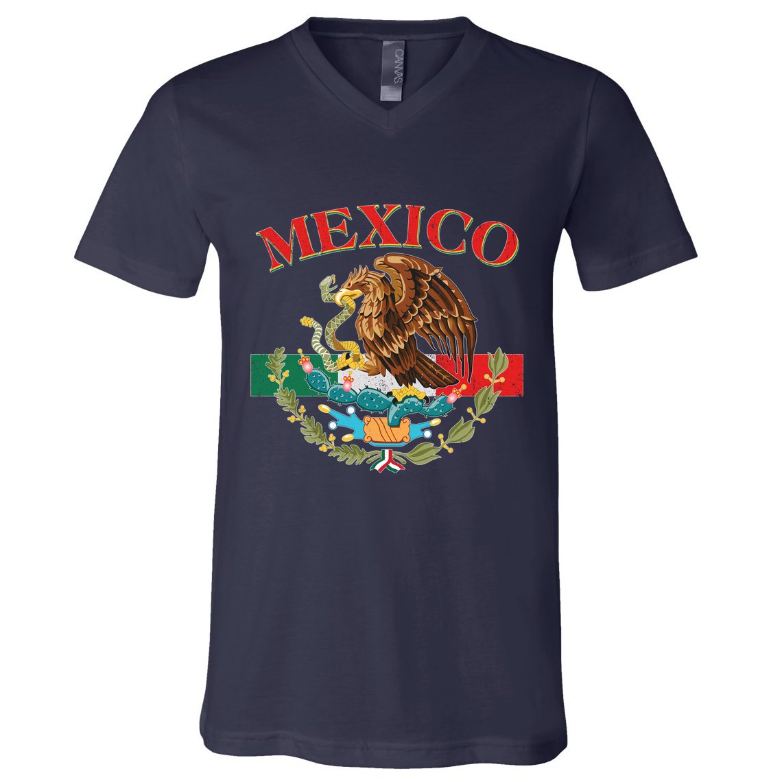 Mexico Flag Eagle Mexican Independence Day V-Neck T-Shirt