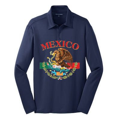 Mexico Flag Eagle Mexican Independence Day Silk Touch Performance Long Sleeve Polo