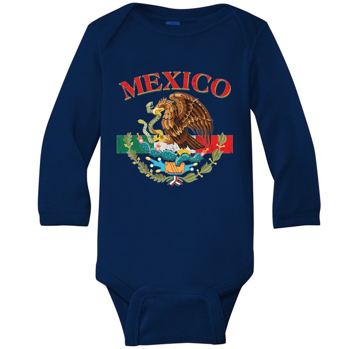 Mexico Flag Eagle Mexican Independence Day Baby Long Sleeve Bodysuit