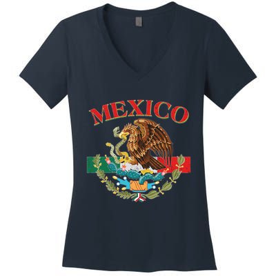Mexico Flag Eagle Mexican Independence Day Women's V-Neck T-Shirt