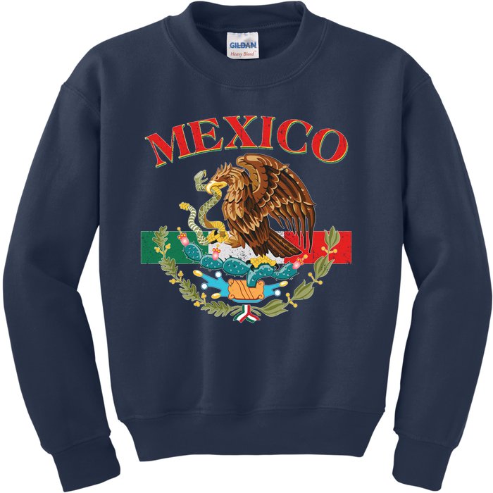 Mexico Flag Eagle Mexican Independence Day Kids Sweatshirt