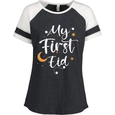 My First Eid Funny Graphic For Muslims Gift Enza Ladies Jersey Colorblock Tee