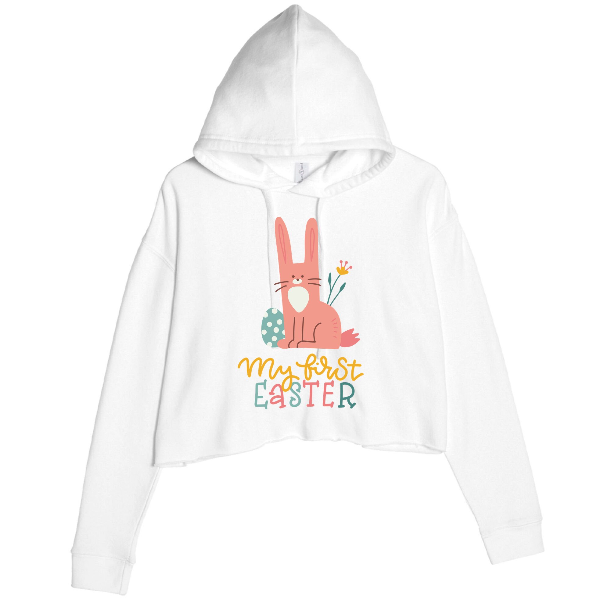 My First Easter Cute Bunny Holiday Crop Fleece Hoodie
