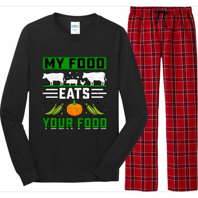 My Food Eats Your Food Anti Vegan Meat Lover Funny Saying Cute Gift Long Sleeve Pajama Set