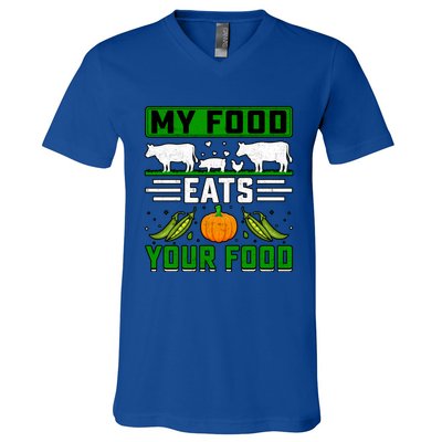 My Food Eats Your Food Anti Vegan Meat Lover Funny Saying Cute Gift V-Neck T-Shirt