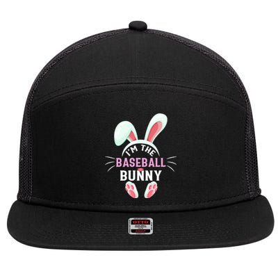 Matching Family Easter Party Graphic I'm The Baseball Bunny Cute Gift 7 Panel Mesh Trucker Snapback Hat