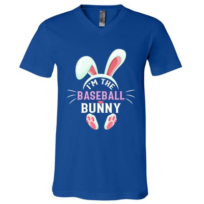 Matching Family Easter Party Graphic I'm The Baseball Bunny Cute Gift V-Neck T-Shirt