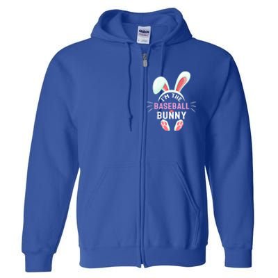 Matching Family Easter Party Graphic I'm The Baseball Bunny Cute Gift Full Zip Hoodie