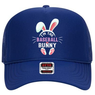 Matching Family Easter Party Graphic I'm The Baseball Bunny Cute Gift High Crown Mesh Back Trucker Hat