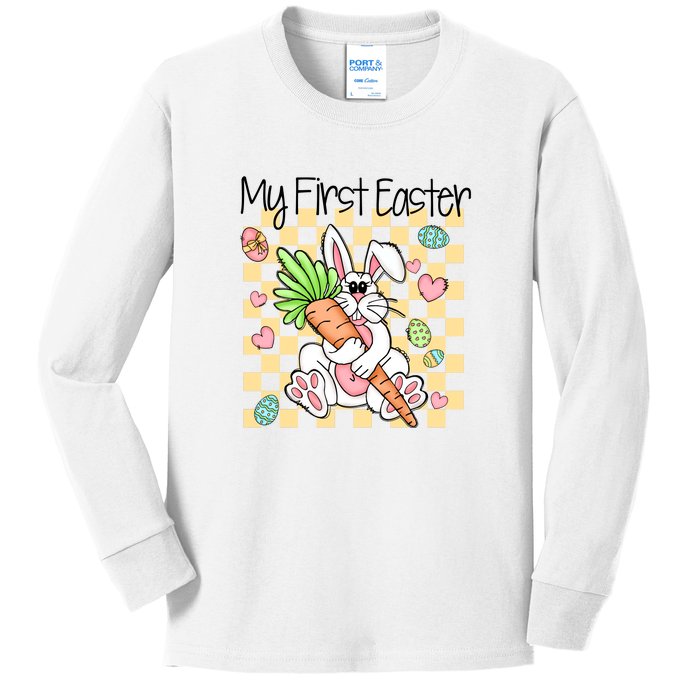 My First Easter Cute Bunny Carrot Easter Day Gift Kids Long Sleeve Shirt