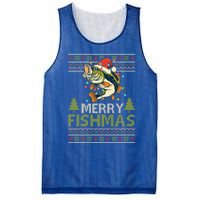 Merry Fishmas Fishing Ugly Christmas Large Mouth Bass Cool Gift Mesh Reversible Basketball Jersey Tank