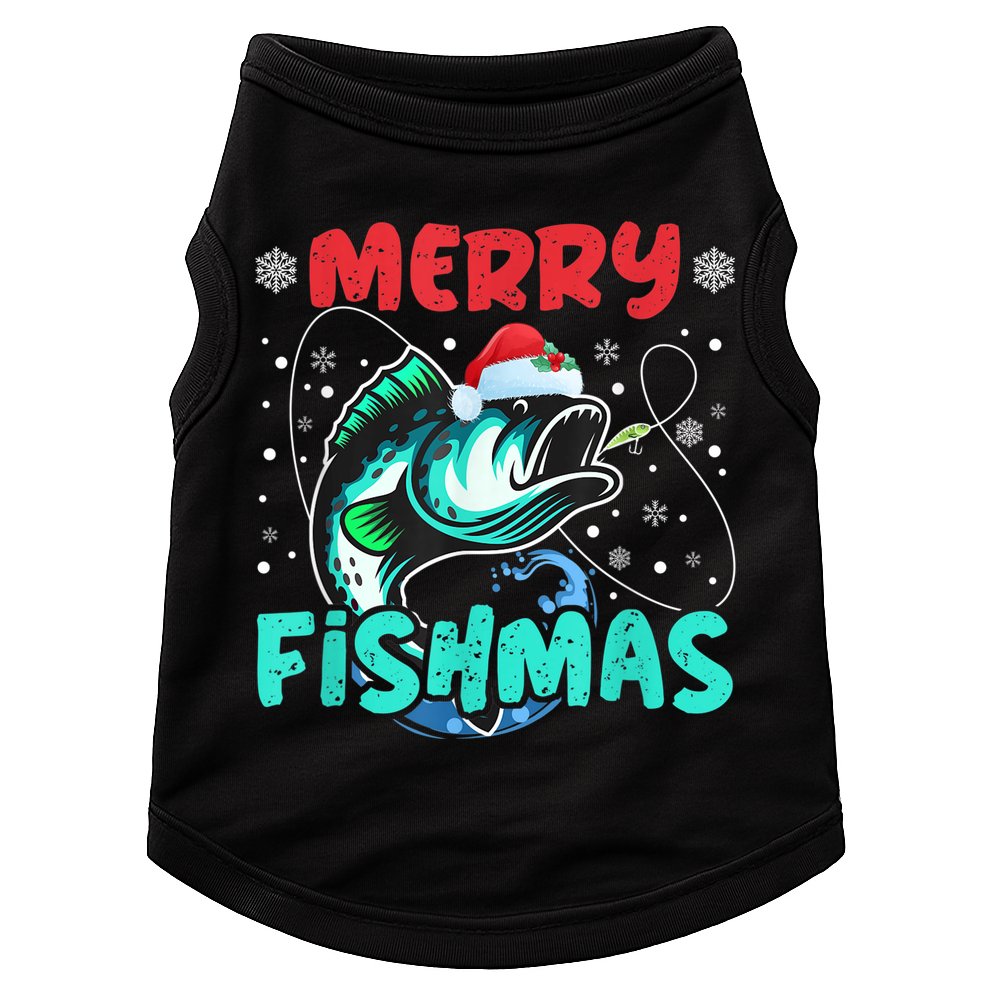 Merry Fishmas Funny Christmas Fishing Fish Gift Xmas Doggie Tank