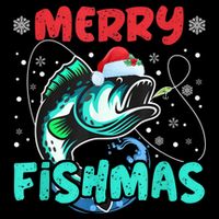 Merry Fishmas Funny Christmas Fishing Fish Gift Xmas Doggie Tank