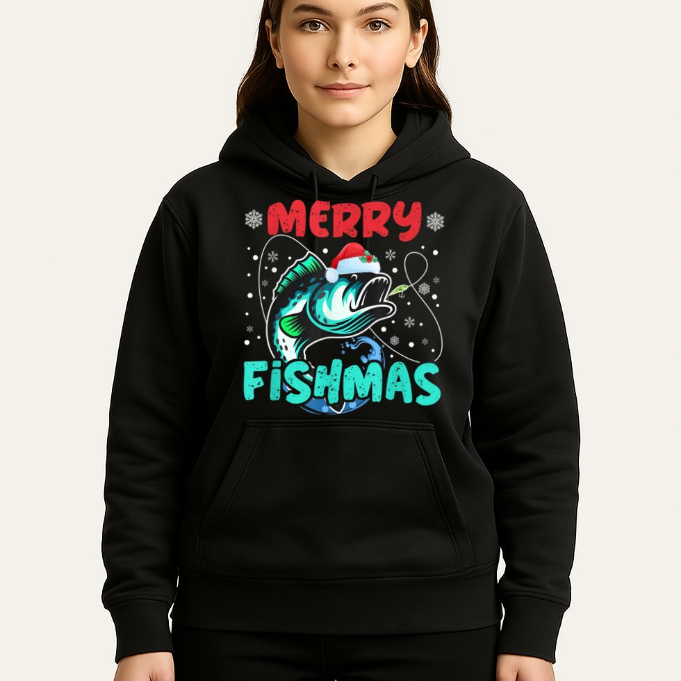 Merry Fishmas Funny Christmas Fishing Fish Gift Xmas Hoodie