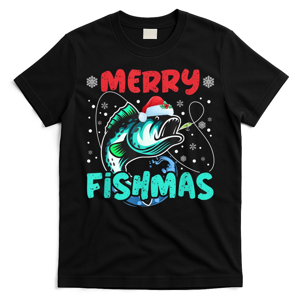 Merry Fishmas Funny Christmas Fishing Fish Gift Xmas T-Shirt