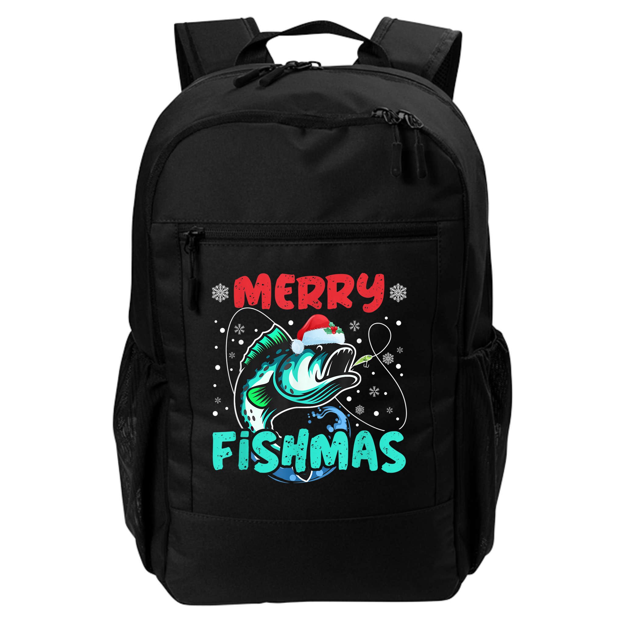 Merry Fishmas Funny Christmas Fishing Fish Gift Xmas Backpack