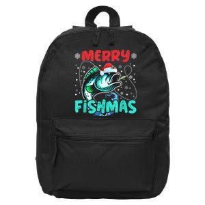 Merry Fishmas Funny Christmas Fishing Fish Gift Xmas 16 in Basic Backpack