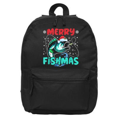 Merry Fishmas Funny Christmas Fishing Fish Gift Xmas 16 in Basic Backpack