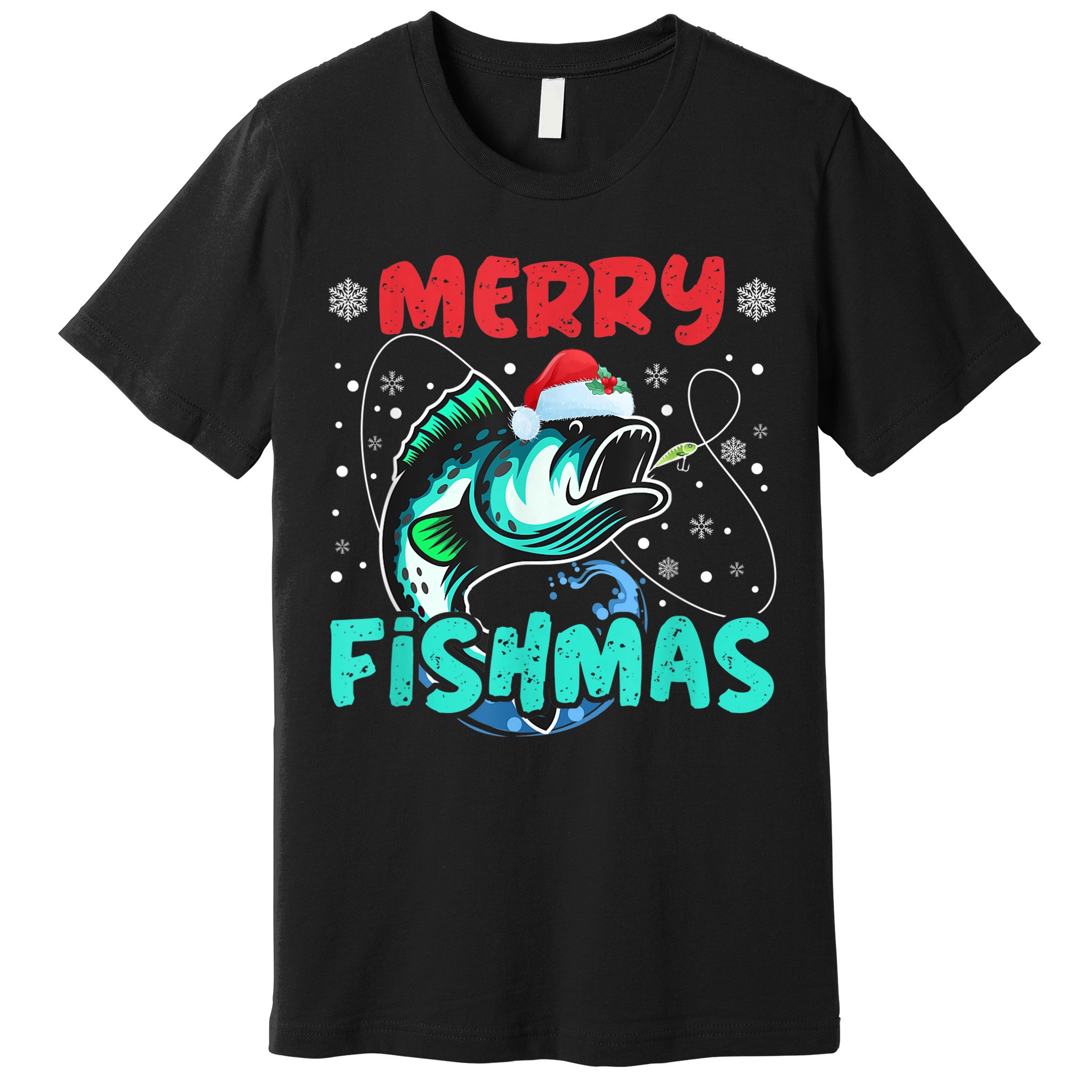 Merry Fishmas Funny Christmas Fishing Fish Gift Xmas Premium T-Shirt