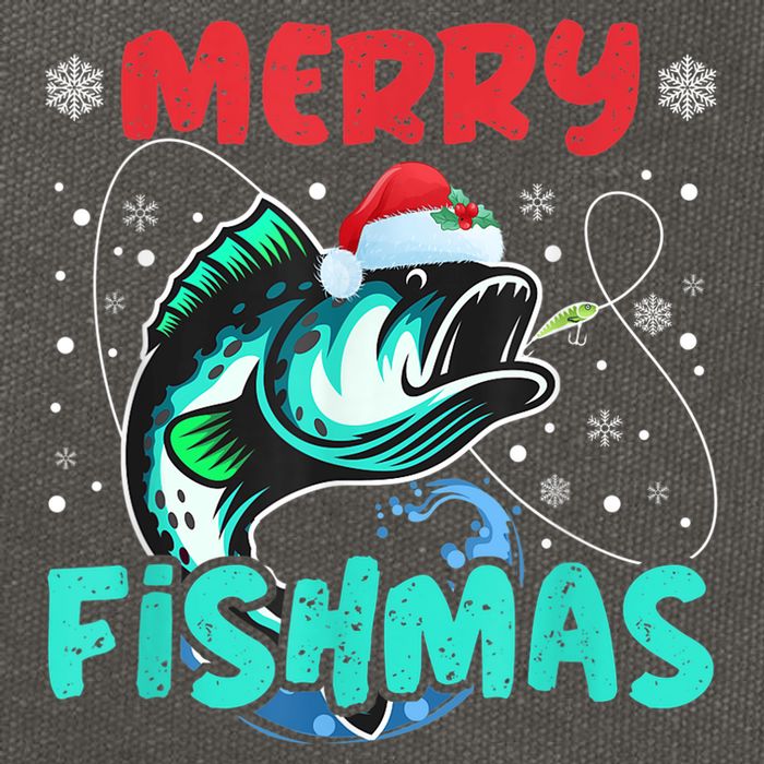 Merry Fishmas Funny Christmas Fishing Fish Gift Xmas Cotton Canvas Backpack