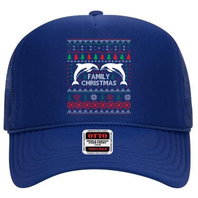 Merry Fish Family Christmas Gift High Crown Mesh Back Trucker Hat