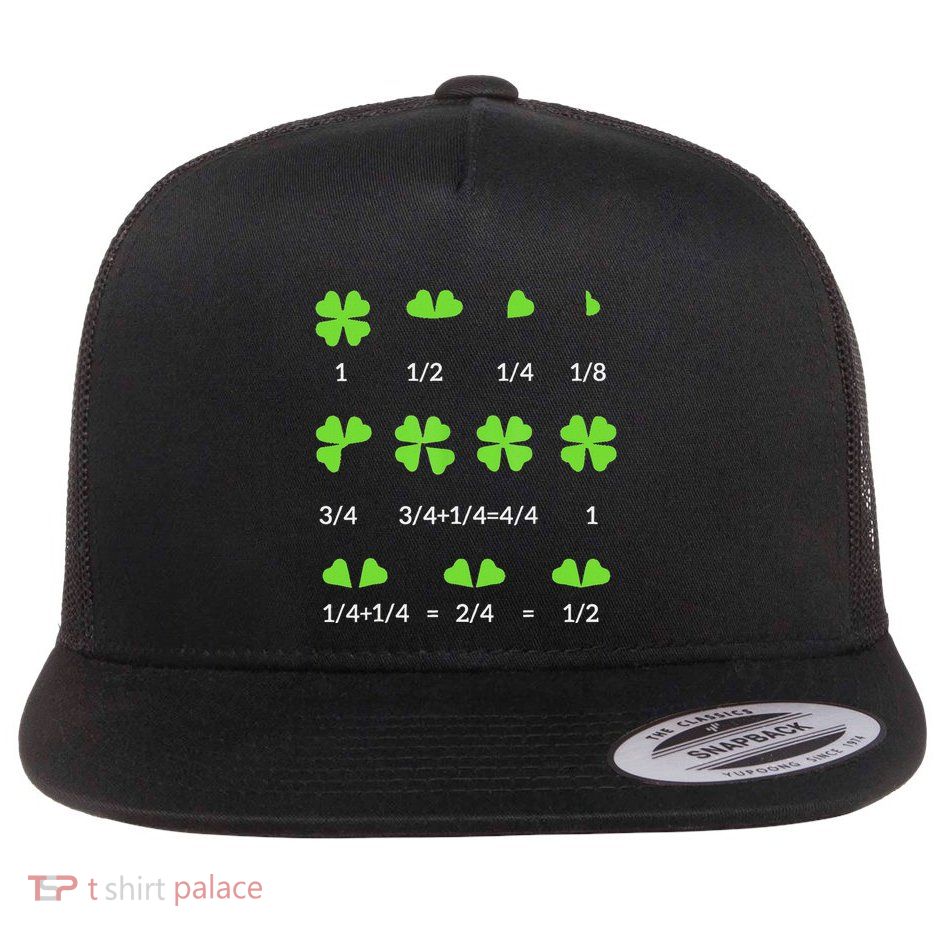 Math Fraction Four Leaf Clover Teacher Flat Bill Trucker Hat