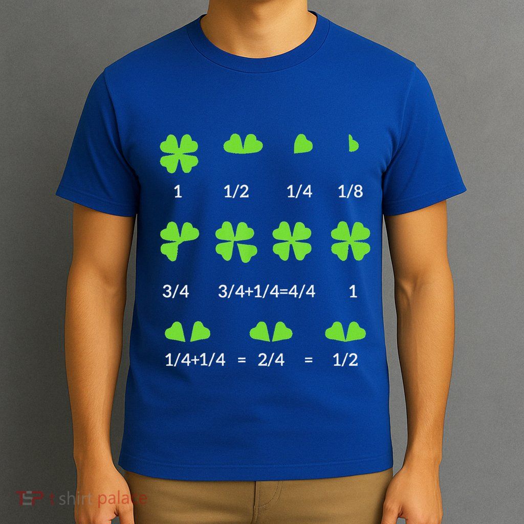 Math Fraction Four Leaf Clover Teacher T-Shirt