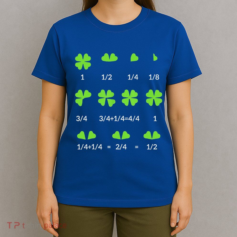Math Fraction Four Leaf Clover Teacher T-Shirt
