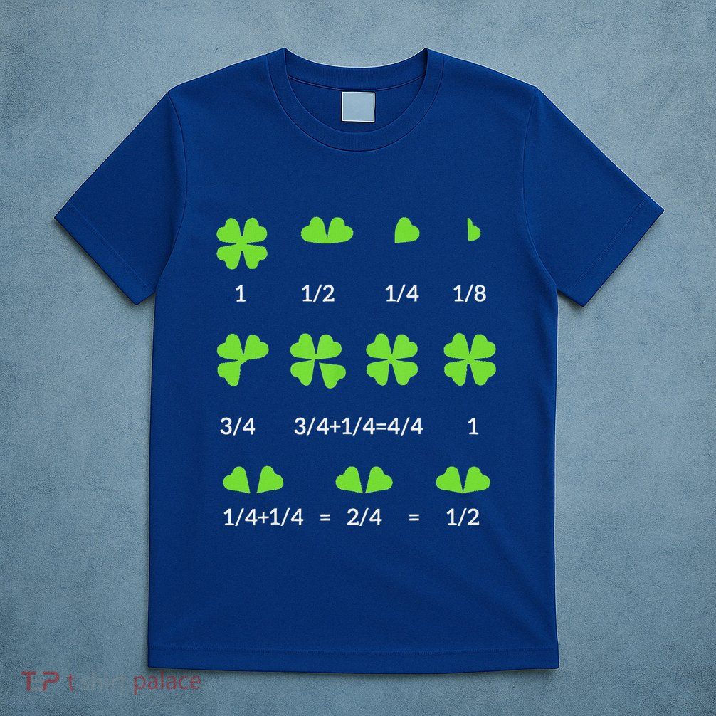 Math Fraction Four Leaf Clover Teacher T-Shirt