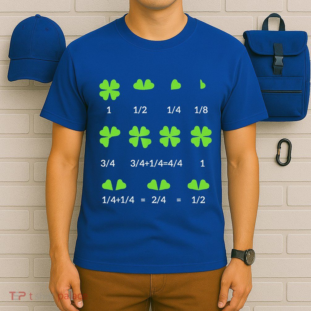 Math Fraction Four Leaf Clover Teacher T-Shirt