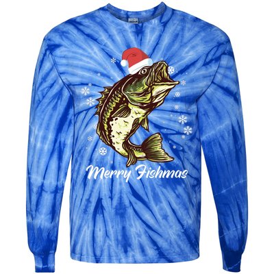 Merry Fishmas Funny Xmas Holidays Christmas Cute Gift Tie-Dye Long Sleeve Shirt