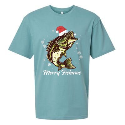 Merry Fishmas Funny Xmas Holidays Christmas Cute Gift Sueded Cloud Jersey T-Shirt