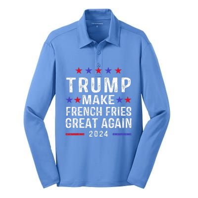 Make French Fries Great Again Trump 2024 Silk Touch Performance Long Sleeve Polo